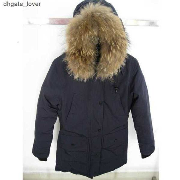 

bomber jacket womens canada trillium real wolf designer big fur trim cg hooded female down goode four pockets warm coat parkas dyxs, Black