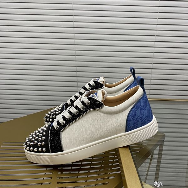 

mens stylish studded shoes handcrafted real leather designer rock style red soles shoes luxury fashion womens diamond encrusted casual shoe, Red;white