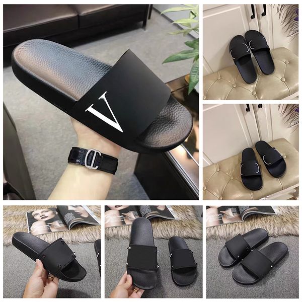 

v men women slippers slipper slide summer fashion wide flat sandals indoor size 36-46, Black