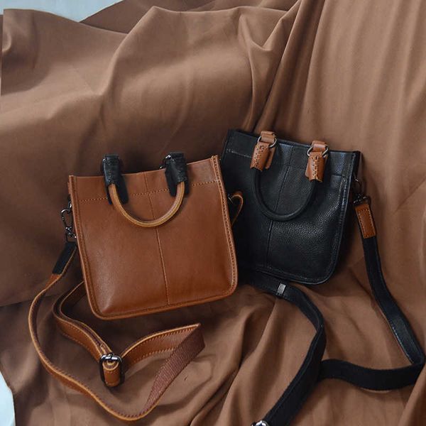 

niche design leather womenbag vegetable tanned cow leather portable small square fashionable womencasual