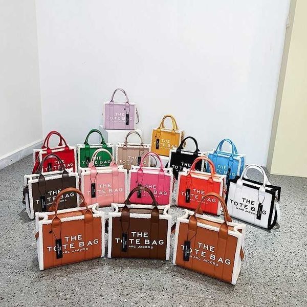 

new the tote bag autumn and winter bags women's plush hand-carrying bag dull polish bag shoulder crossbody letter tote bags large capac