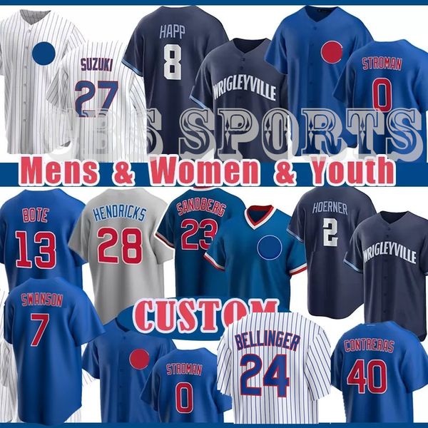 

custom dansby swanson baseball jersey seiya suzuki andrelton simmons nick madrigal marcus stroman willson contreras david bote ian happ jaso, Blue;black
