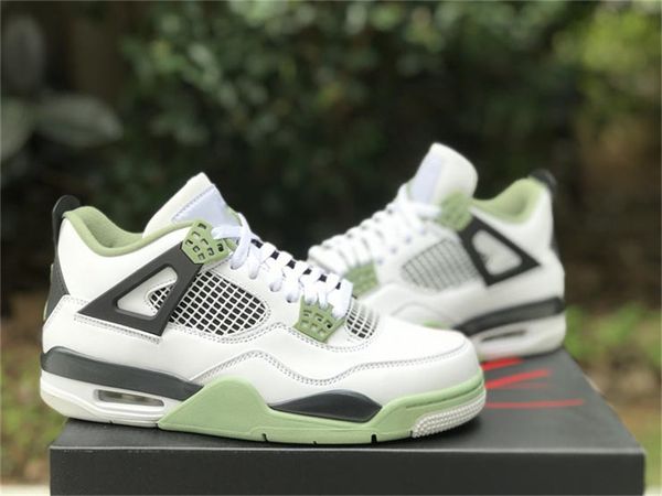 

shoes 4 wmns oil green 4s white seafoam dark ash neutral grey sports sneakers original, White;red