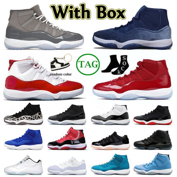 

with box jumpman 11 11s xi basketball shoes for men women cherry high miamis dolphins cool grey space jam bleached coral low legend blue, Black