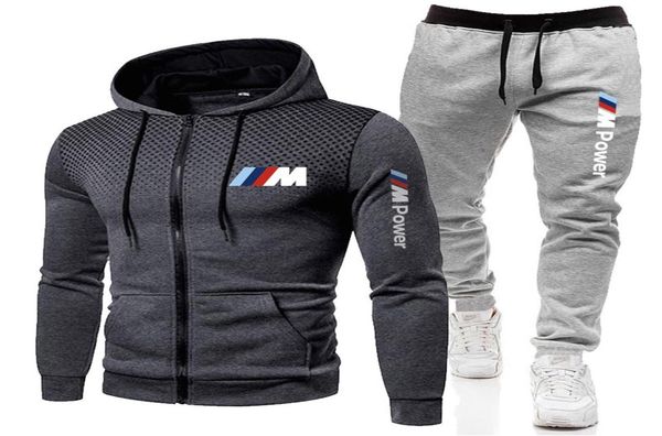 

men039s suit hoodie sweatpants sports zipper sweatshirt set bmw 2piece sportswear brand clothing5681815, Black