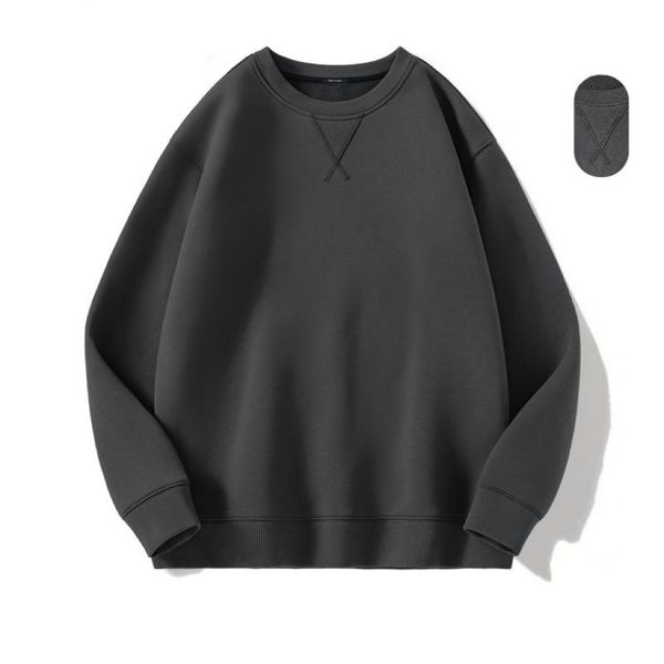 

designer pure color o-neck pullover hoodie for men and women long sleeves t-shirt pure cotton, Black