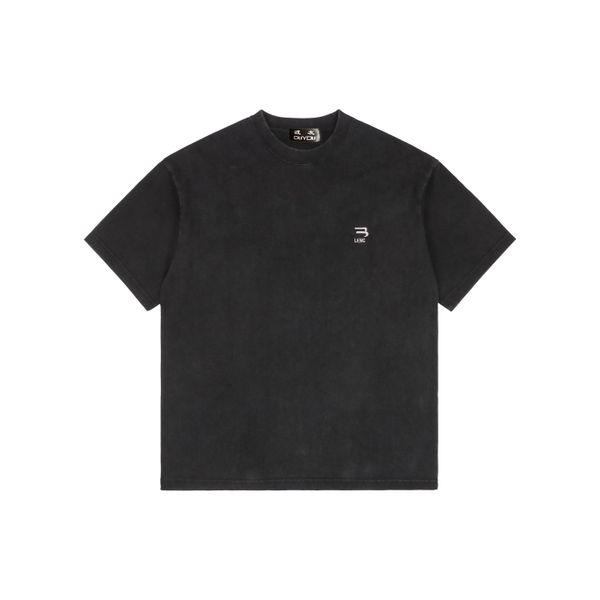 

duyou oversize t shirt with vintage wash letters embroidery 100% cotton t-shirt men casuals basic t-shirt women quality classical dy8751, White;black