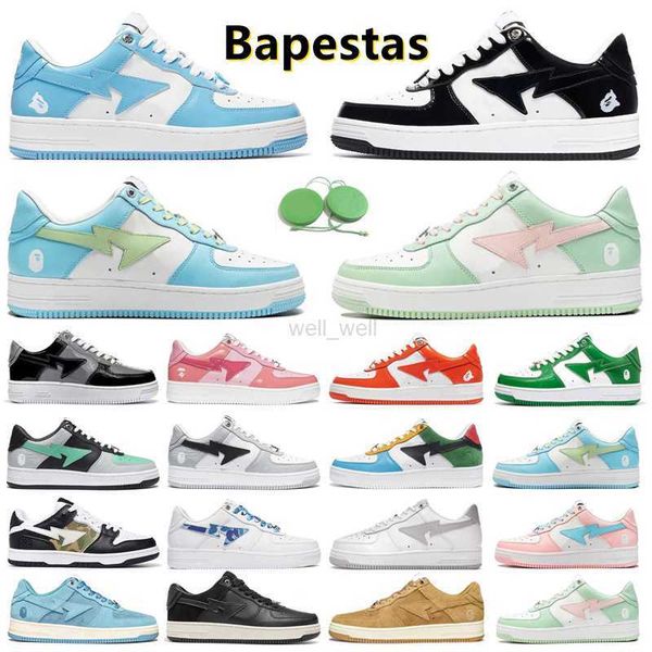 

with box dress shoes bapestas bapesta baped ape men designer shoe patent blue orange green black white pastel camo beige suede leather mens
