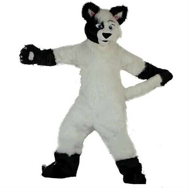

white long fur husky fox dog mascot costume fursuit fancy dress adults, Red;yellow