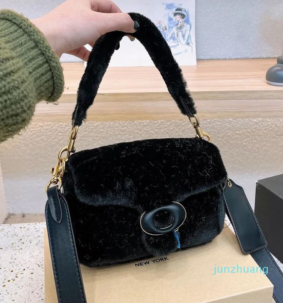 

designer tote luxury bag fashion winter fur totes wallet leather 856 shoulder handbag women soft warm bags high capacity composite shopping