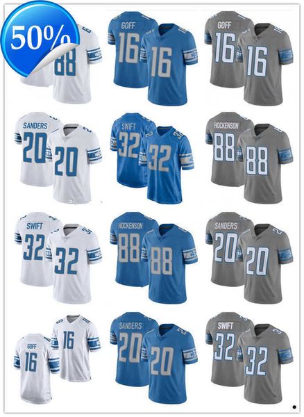 

football jerseys 97 aidan hutchinson men women''detroit''lions''20 barry sanders 16 jared goff 23 jeff okudah, Black;red