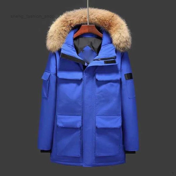 

winter goose down coat mens fashion parka waterproof windser advanced fabric thick doudoune with real wolf fur keep warm mp3i, Black