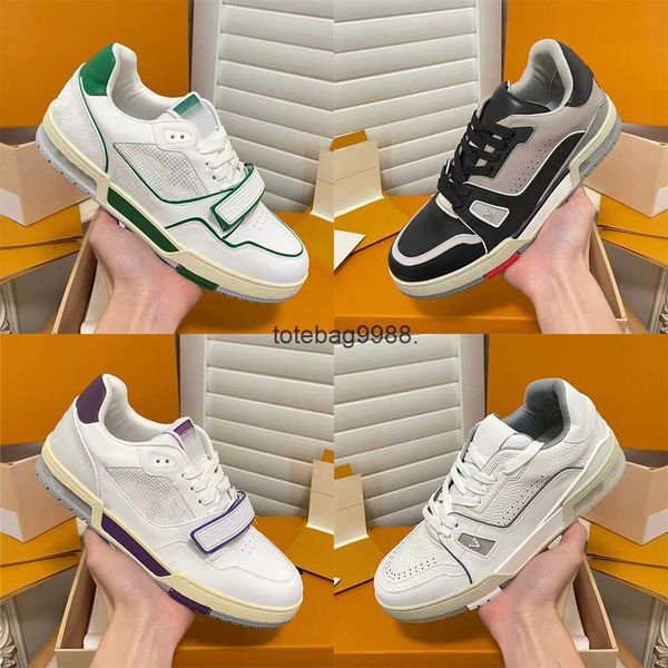 

2022 designer l fashion trainer sneakers basketball shoes virgils words-embossed black purple classic grey brown calf leather french sneaker