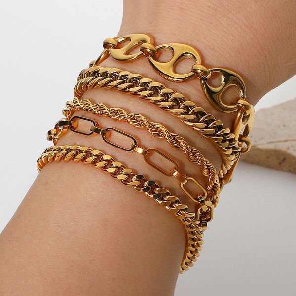 

2023 designer chain bracelets new style women luxury jewelry 18k gold plated stainless steel wedding lovers gift bracelet, Black