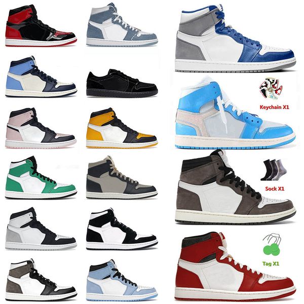 

off 1 1s men basketball shoes true blue ts x lost found unc patent twist taxi pine green mens women black white bred outdoor sneakers 36-46
