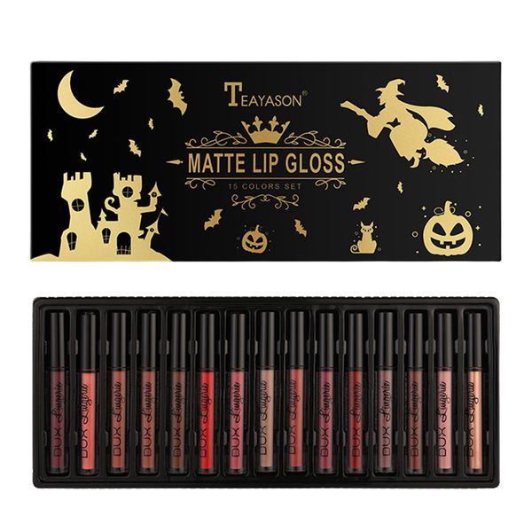 

15 pieces matte liquid lipstick velvety long lasting high pigmented waterproof lip gloss kit velvet non-stick cup not fade matte