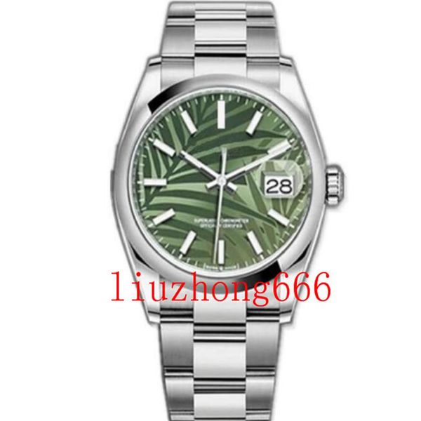 

smooth bezel datejust green dial steel mens 36mm watch sapphire glass automatic mechanical stainless oyster perpetual turquoise 12175w, Slivery;brown