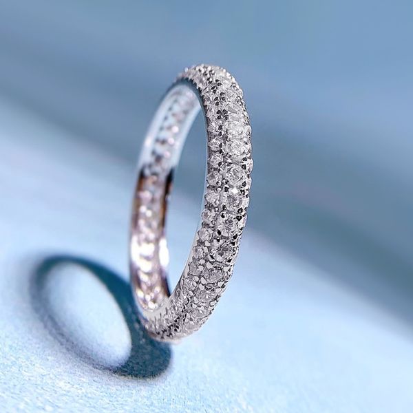 

wedding accessories pure silver engagement rings fadeless single full round diamond birdal ring proposal ring no fading ladies jewelry r043, White