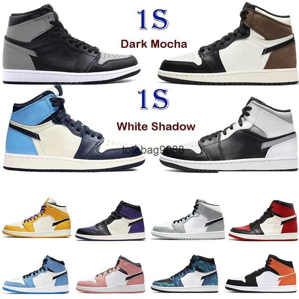

designer sneaker casual shoes mens 1 high og basketball shoes 1s shattered backboard shadow university blue lakers smoke gray, Black