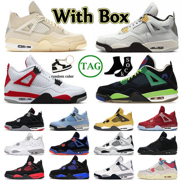

with original box jumpman 4 4s basketball shoes iv mens womens cactus jack offs white military black cat red cement infrared thunder