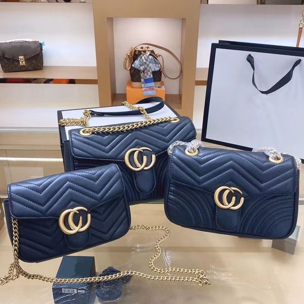 

aaa quality famous brand women designer shoulder bag leather chain gg bags cross body pure color womens handbag crossbody bag purse