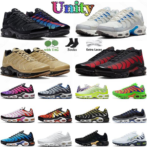 

2023 tn plus 3 running shoes men women vapourizer tn 3 unity terrascape off triple black white pure platinum university blue dusk mens train, White;red