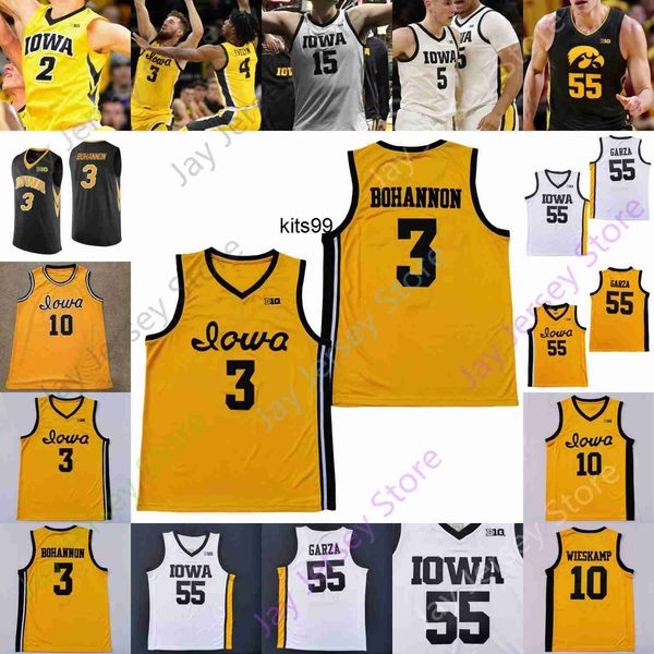 

2022 iowa hawkeyes basketball jersey ncaa college 55 luka garza 10 joe wieskamp 5 cj fredrick 3 bohannon 30 connor mccaffery 4 ahron ulis, Black;red