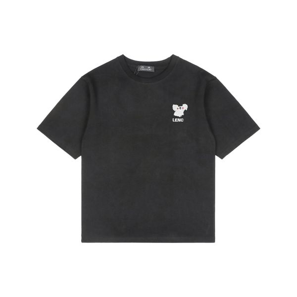 

duyou oversize t shirt with vintage wash letters koala embroidery 100% cotton t-shirt men casuals basic t-shirt women quality classical dy8, White;black