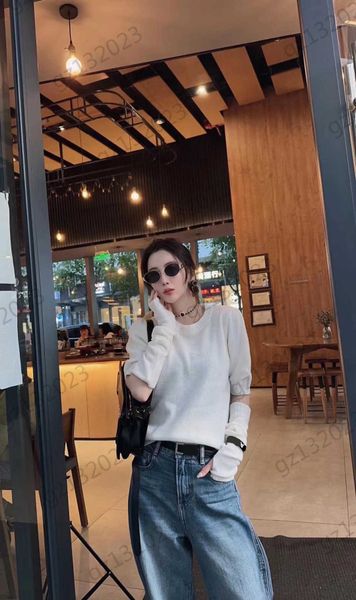 

womens sweaters letter print decorative oversleeve crew neck short sleeves knitted sweater cashmere fabric soft comfortable knitwear women c, White;black