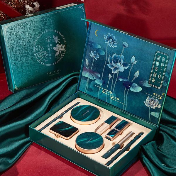 

8pcs/set makeup sets air cushion bb cream concealer eyeliner lipstick make up valentine's day lotus pond moonlight gift box