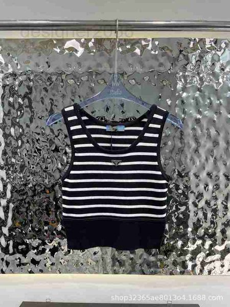 

women's tanks & camis designer 23 early spring stripe knitted backing tank hand sewn triangle on chest slim and versatile onvw, White