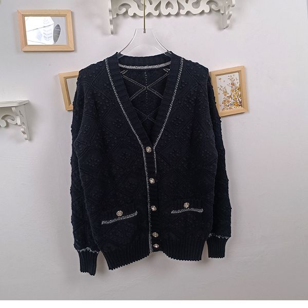 

1220 xl 2023 autumn sweaters women's cardigan v neck long sleeve brand same style women's xue, White;black