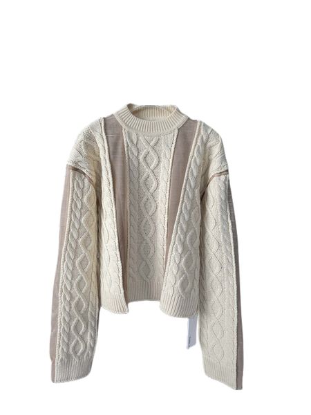 

autumn and winter new high-end leisure mesh splicing sweater, White;black