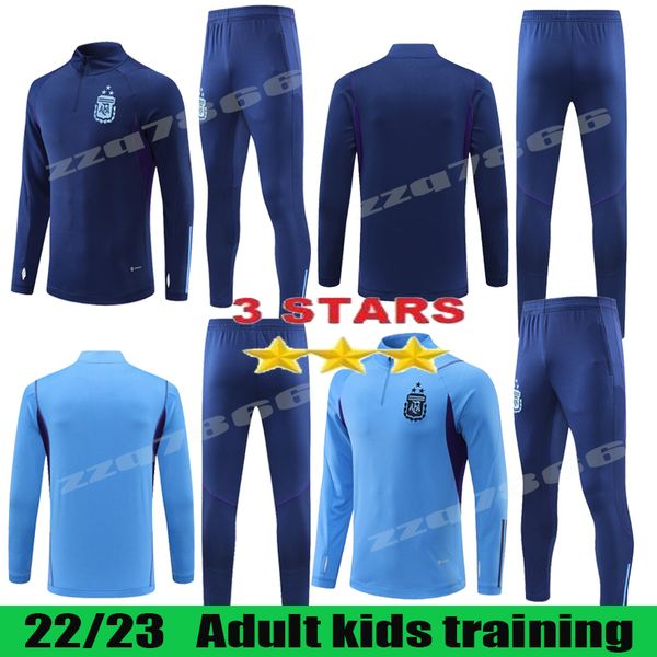 

3 star argentina tracksuit j.alvarez soccer jerseys 2022 2023 jacket football shirts di maria dybala de paul maradona men kids training suit, Black
