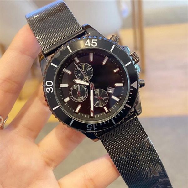 

luxury mens watches boss quartz movement waterproof designer watches for men stainless steel mesh strap montre de luxe2947, Slivery;brown