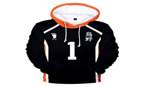 

haikyuu hoodie sweatshirt kids hinata shoyo kageyama tobio cosplay costume 3d print karasuno funny hoodie anime x06103572657, Black