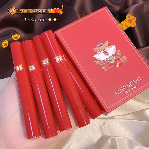 

5pcs matte velvet lip gloss set nude liquid lipsticks kit waterproof long lasting nonstick cup korean makeup lip tint