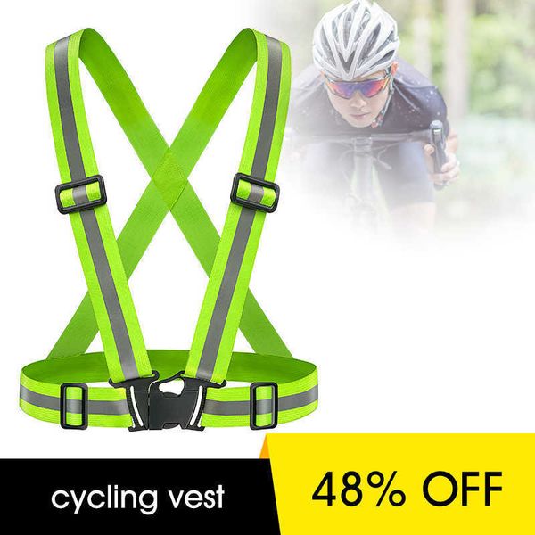 

high visibility reflective vest elastic strap reflective adjustable night safety cycling vest running motorcycle