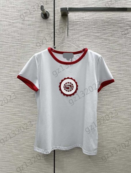 

womens clothes t-shirts designer digital letter logo decoration round neck t-shirt pure cotton fabric comfort joker shirt women apparel, White