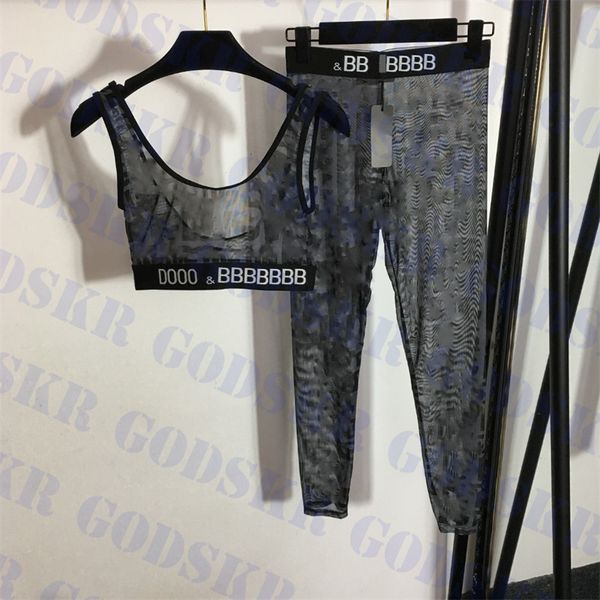 

mesh swimwear designer tanks leggings womens yoga clothes see through sportswear two piece, White;black