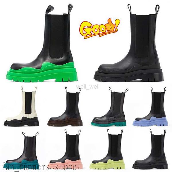 

with box designer boots bottegas tire chelsea platform boots men women shoes luxury anti-slip outdoor ankle wave colored rubber outsole elas, Black
