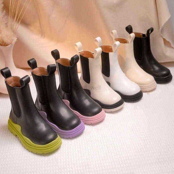 

with box kids boots chelsea boot girl shoes platform y1227 autumn bottegas children fashion casual ankle high waterproof thick sole booties, Black