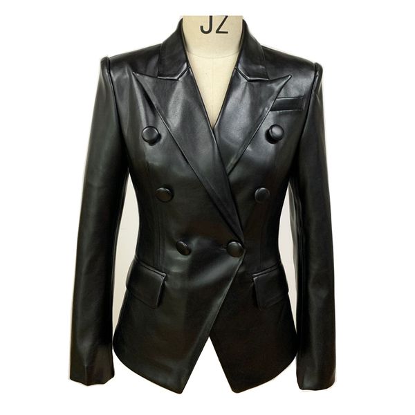 

2023 new fashion leather suits button collar long sleeve slim jacket jacket suit, White;black