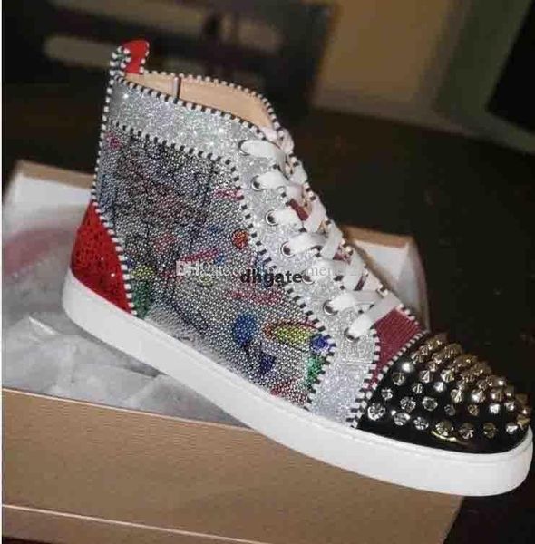 

red-bottoms christians wholesale stylish beads graffiti high-casual sneakers shoes for men women skateboarding designer party weddin bnc, Black