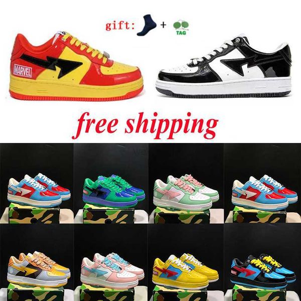 

with box dress shoes bapestas mens women designer shoe baped sk8 sta sports sneakers union brown ivory dark purple abc camo pink blue design, Black