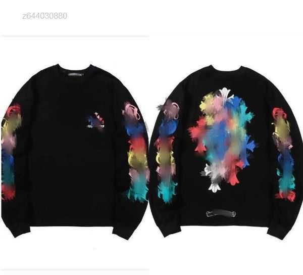 

luxury long sleeve t shirts sweatshirts chromes fashion ch horseshoe sanskrit cross print hearts pullover high 82, Black