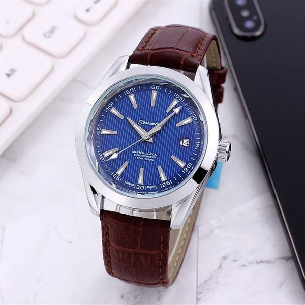 

2021 new luxury watches three stitches mens automatic mechanical watch designer wristwatches brand fashion leathe235c, Slivery;brown