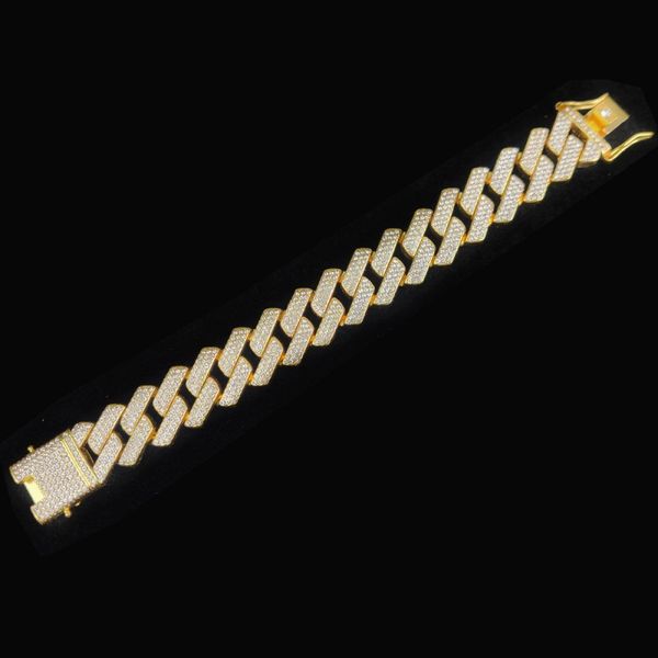 

jewelry designer bracelet for women clovers bangle ice out mens custom link chain jewellery hip hop three row drill bracelets rhinestone 20m, Golden;silver