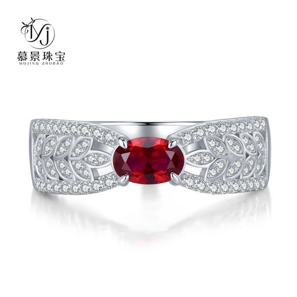 

wedding accessories pure silver engagement rings fadeless wheat hollow ribbon ruby birdal ring proposal ring no fading ladies jewelry r292, White