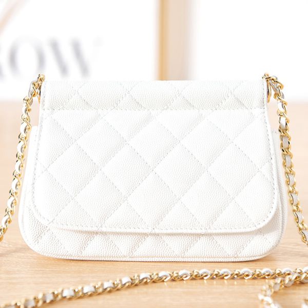 

10a mirror quality patent calfskin clutch with chain bag 17.5cm luxury designer cross body bags with box c199